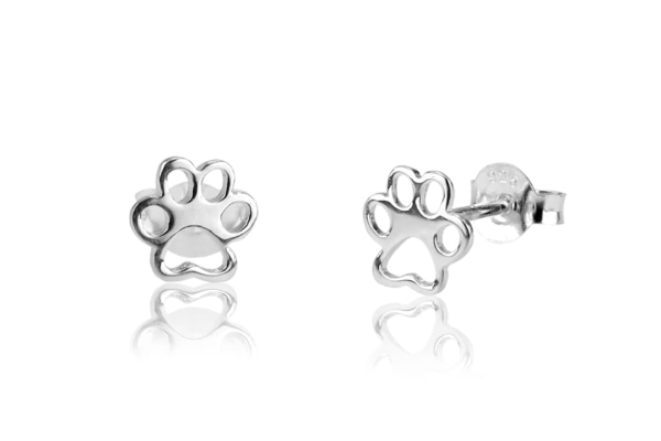 Details about   8mm Dow Paw Print Circle Earrings Oxidized 925 Sterling Silver Studs Push Back 