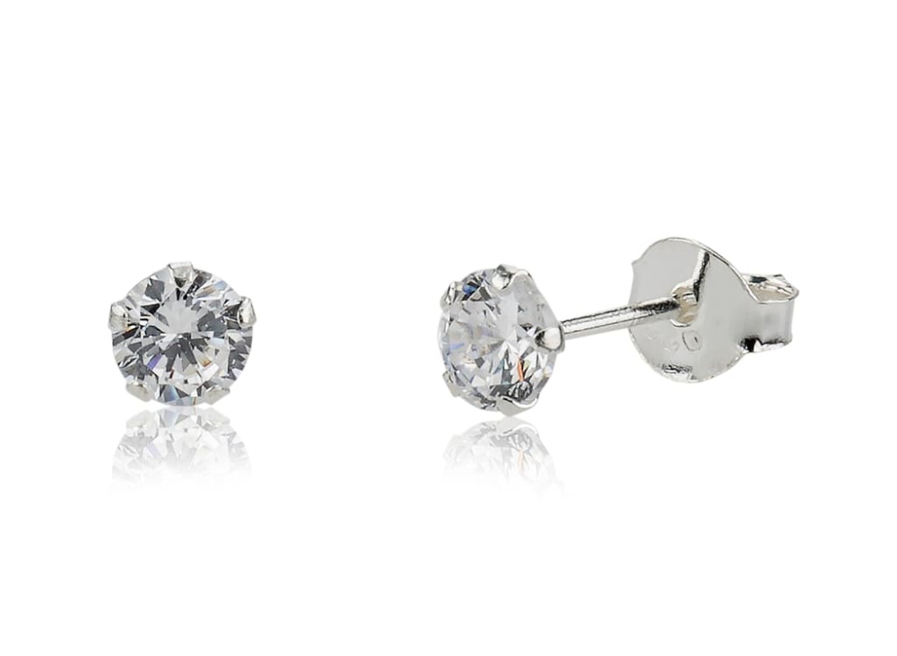 Sterling Silver Sterling Silver 4mm CZ Solitaire Stud Earrings - Sophie ...