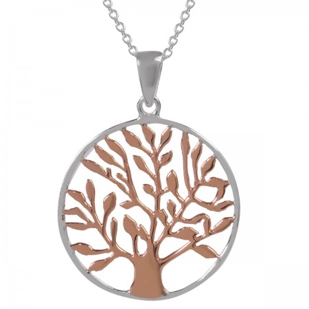 Gold Plated and Rose Gold Plated 925 Sterling Silver Tree of Life Pendant DTPsilver Available in Silver